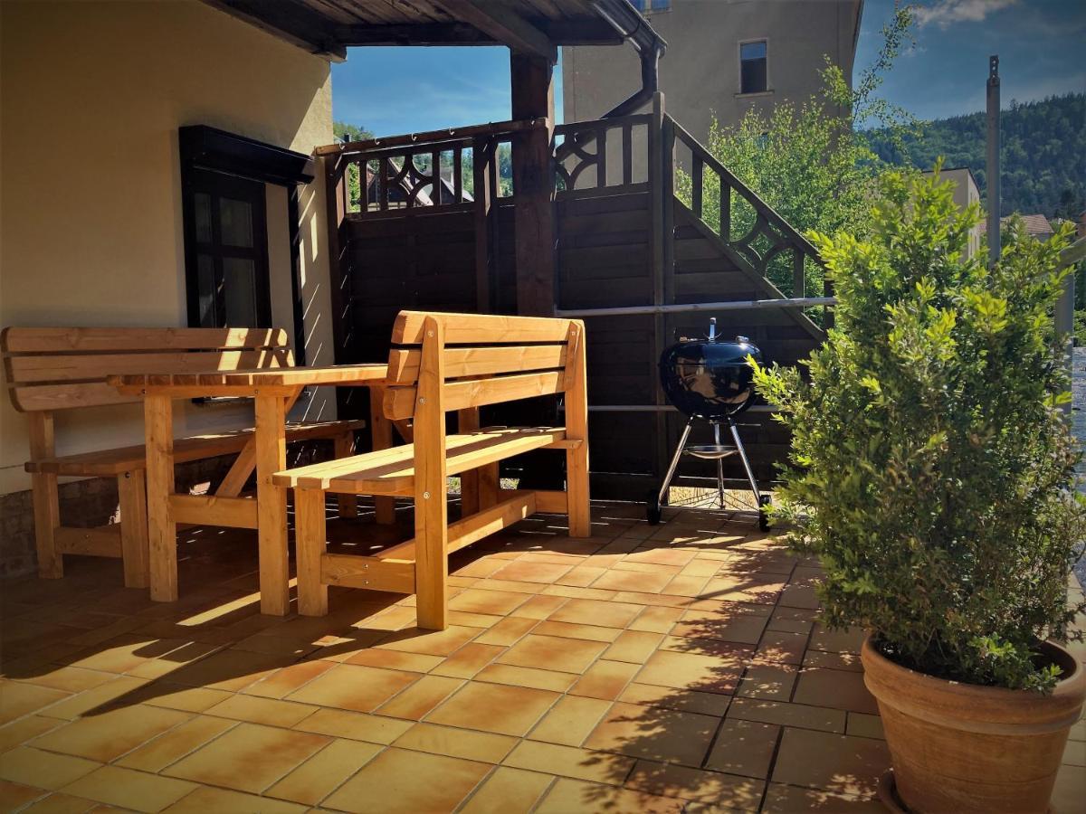 Sandstein-Ferien, Kamin, Fewo "Wanderfalke", Zentral & Ruhig, Terrasse, Saechs Schweiz เคอนิกชไตน์ อัน แดร์ เอลเบอ ภายนอก รูปภาพ